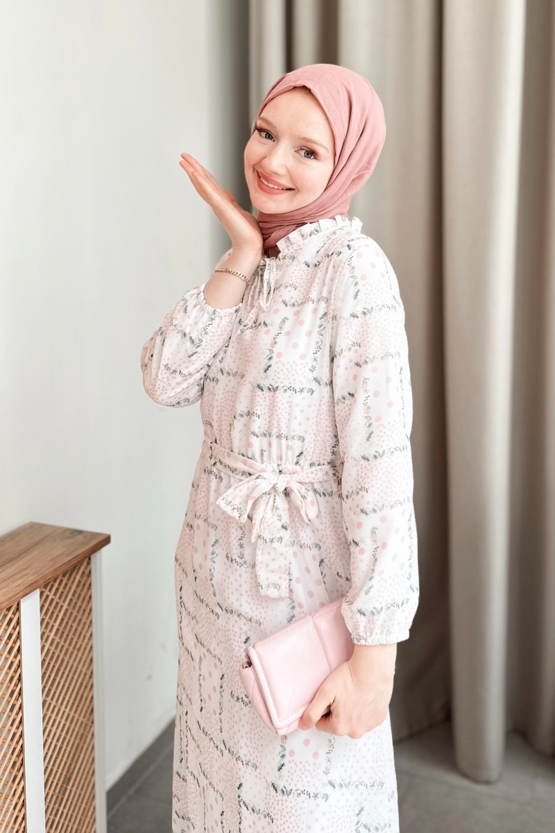 İzabel Şifon Pudra Elbise