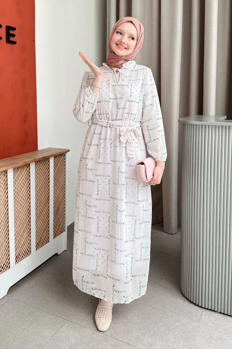 İzabel Şifon Pudra Elbise